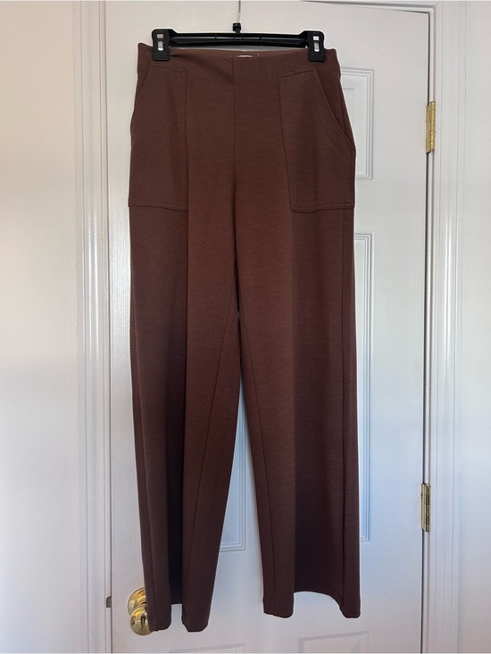 Max Studio Pants - Max Studio London Brown Wide-Leg Knit Pants - Women's Comfort Trousers XS
